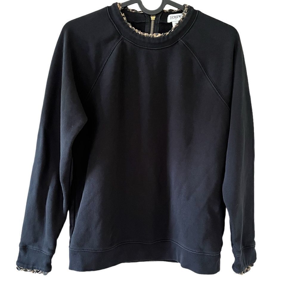 Womens’ J. Crew Leopard Print Lined Black Sweatshirt S